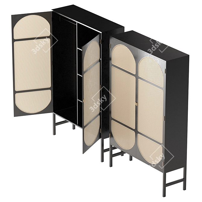 Vintage Webbed Storage Cabinet 3D model image 2