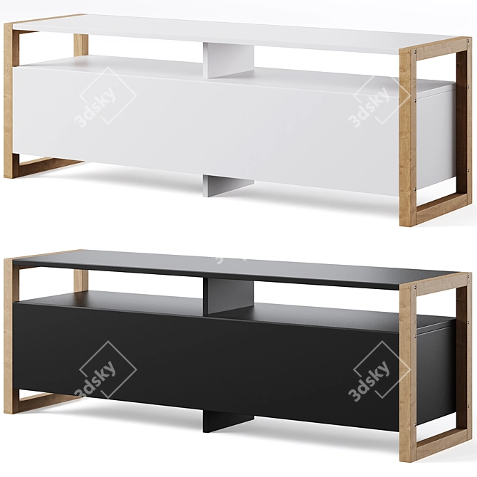 Sleek Compo TV Unit: Push-To-Open 3D model image 1