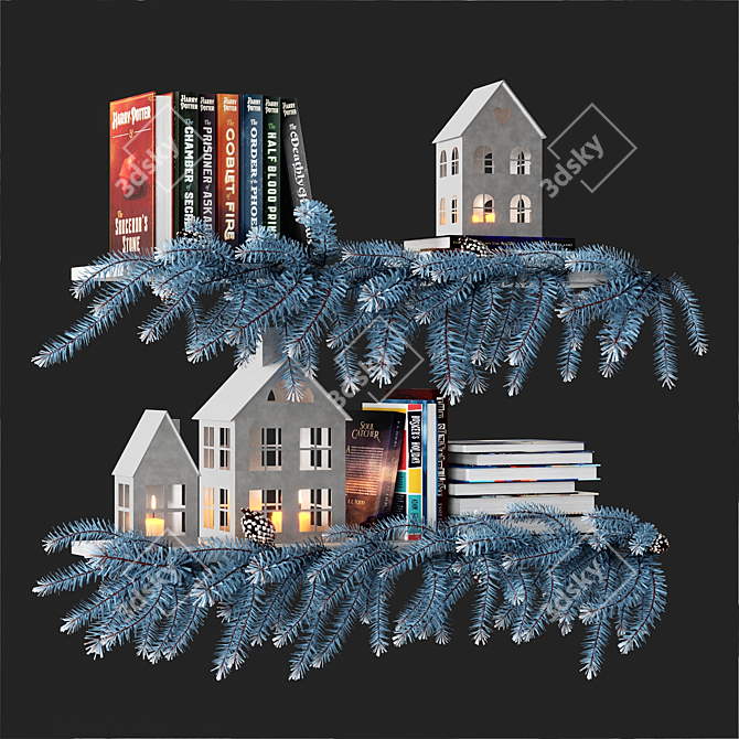 Frosty Blue Christmas Tree 3D model image 4