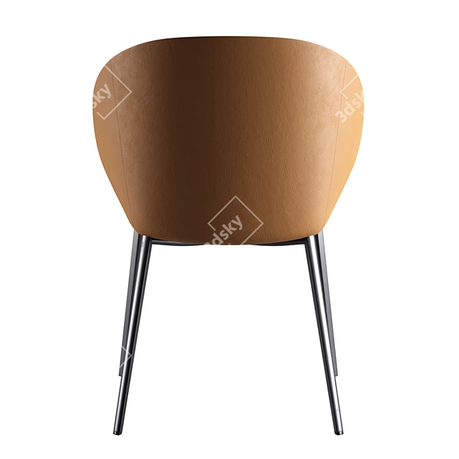 Sleek Leather Dining Chair 3D model image 6