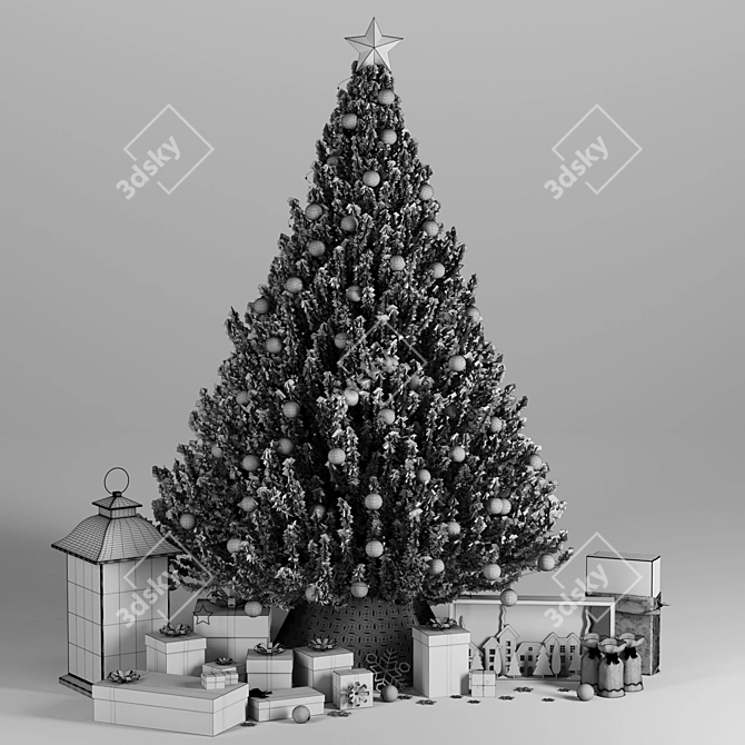 2022 New Year Christmas Tree: White, 200cm Height, 3Ds Max, Corona Render, FBX 3D model image 4