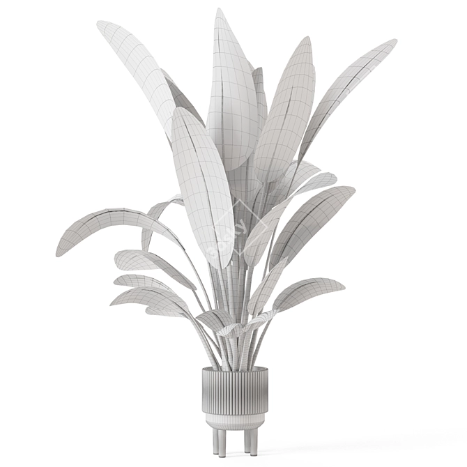 Standing Legs Concrete Pot Set - Indoor Plants 3D model image 6