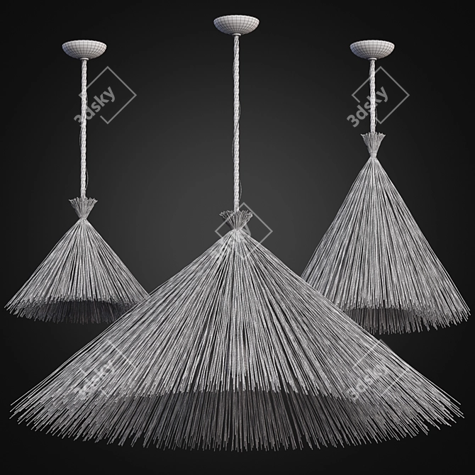 Rustic Branch Ceiling Lamp 3D model image 2