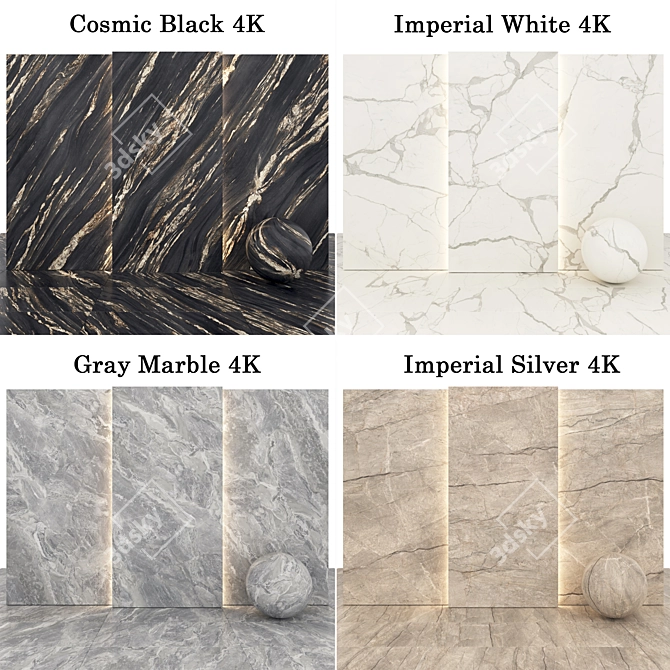 Marble Collection: Elegant Slabs & Tiles 3D model image 2