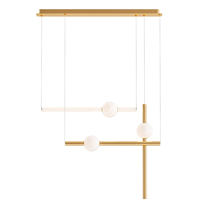 Elegant Golden Globe Pendant Lights 3D model image 1