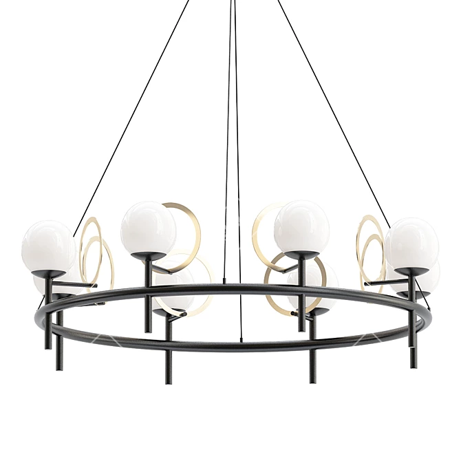 Fusion: Matte Black & Brass Chandelier 3D model image 1