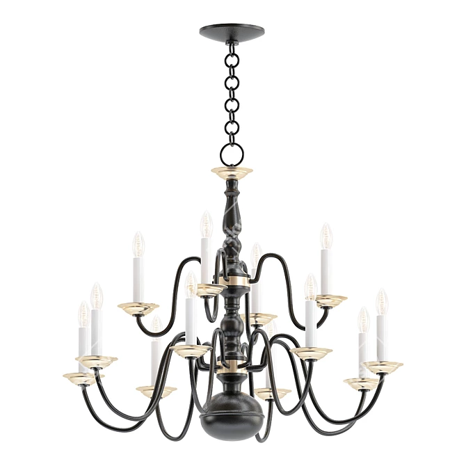 Bold Elegance: Williamsburg Black Chandelier 3D model image 1