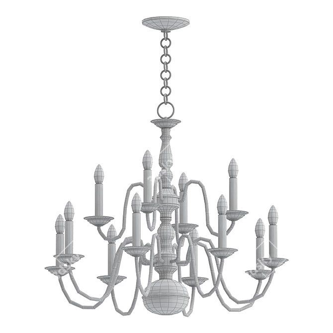 Bold Elegance: Williamsburg Black Chandelier 3D model image 2