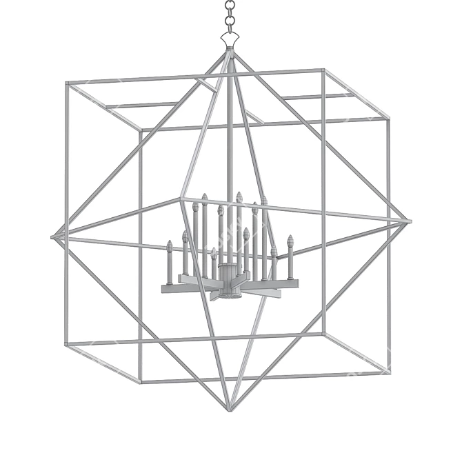 Roxton 12-Light Matte Black and Harvest Brass Chandelier 3D model image 2