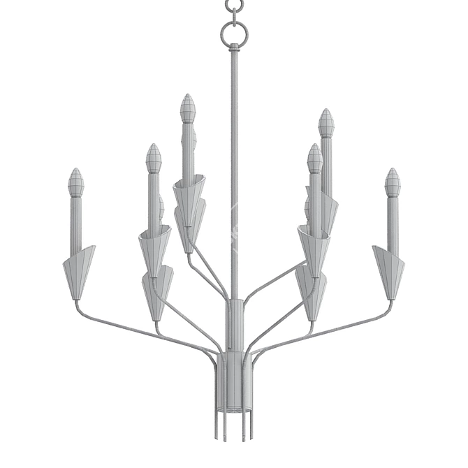 Elegant Calyx Black Chandelier 3D model image 2