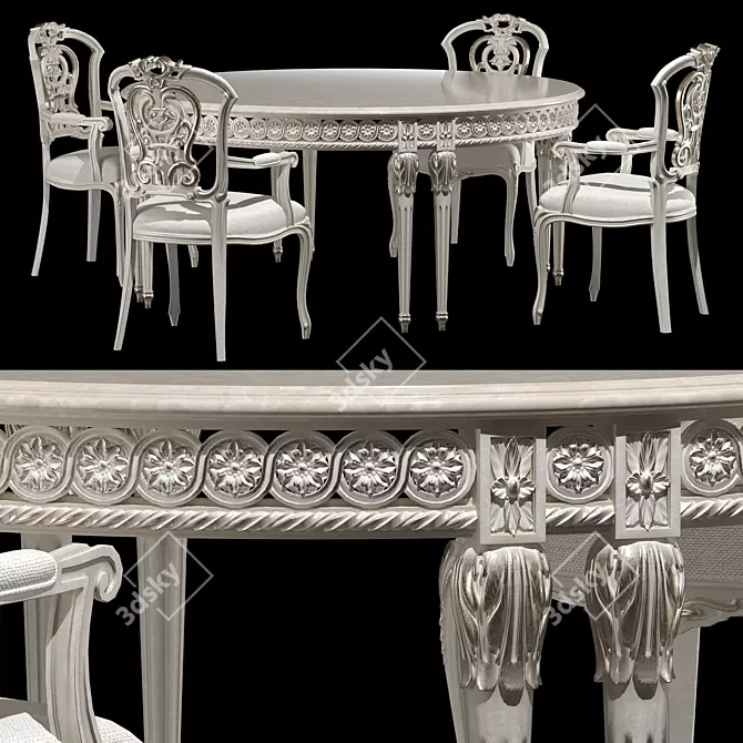 Elegant Valeria Dining Set 3D model image 1