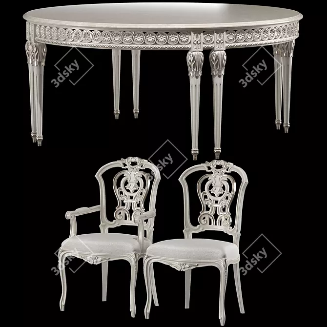 Elegant Valeria Dining Set 3D model image 3