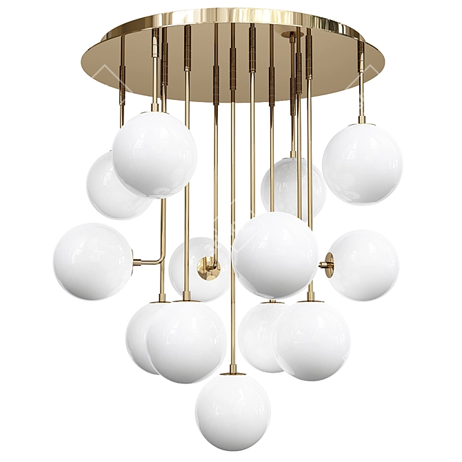 Italian Brilliance: Glass & Brass Chandelier 3D model image 1