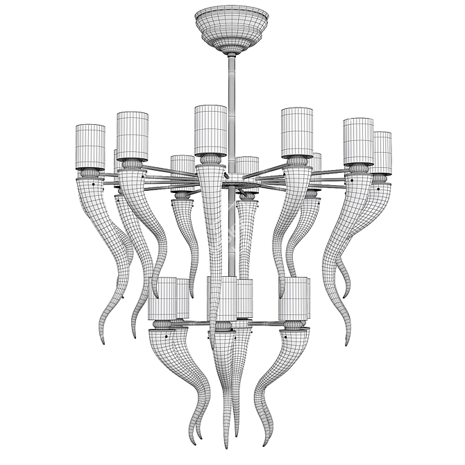 Honey Glow Murano Chandelier 3D model image 2