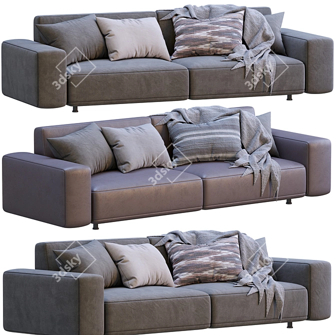 Modern Cross-Design Sofa 3D model image 2