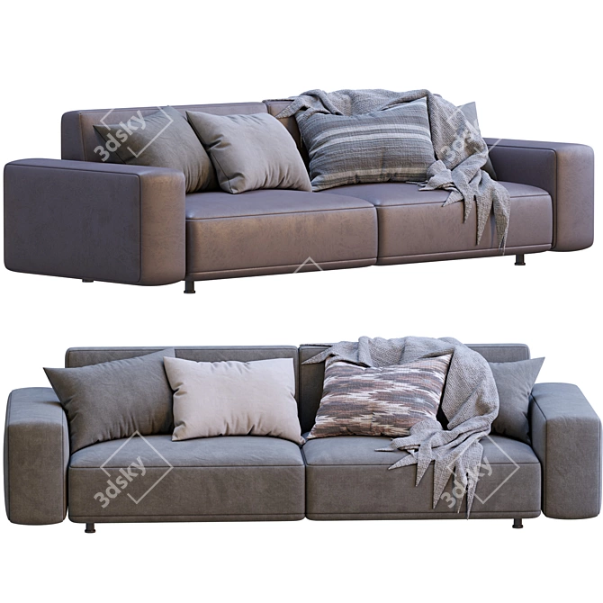 Modern Cross-Design Sofa 3D model image 3
