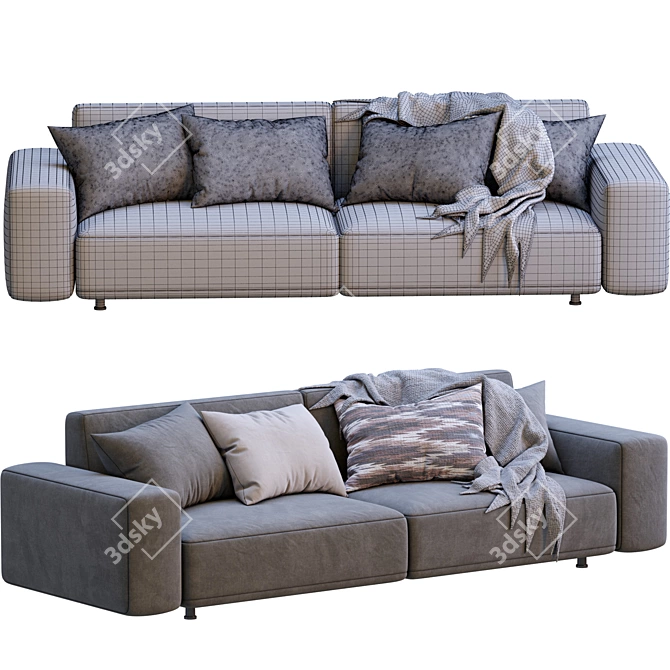 Modern Cross-Design Sofa 3D model image 6