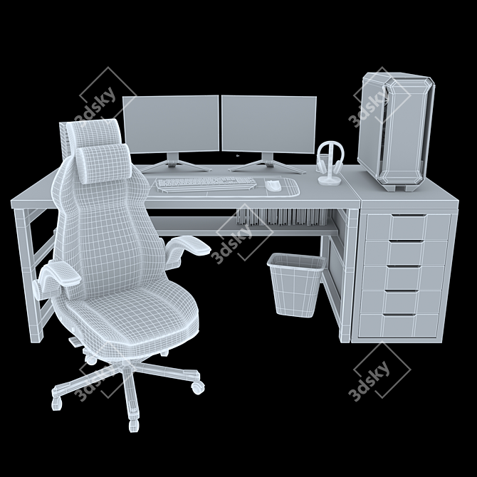 Elegant Office Furniture Set 3D model image 5