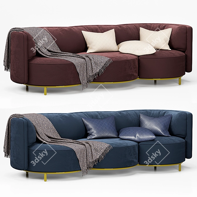 Natuzzi Wave 3-Seat Sofa: Modern Comfort in Style 3D model image 1