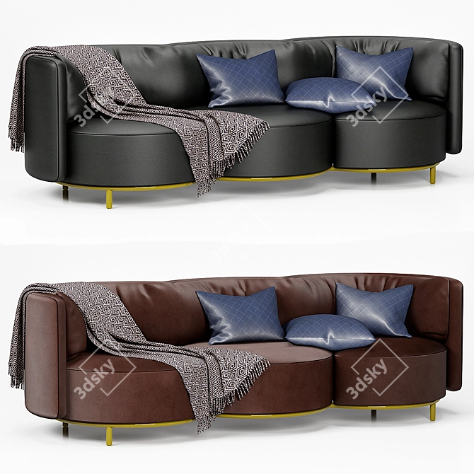 Natuzzi Wave 3-Seat Sofa: Modern Comfort in Style 3D model image 2