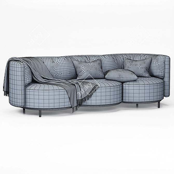 Natuzzi Wave 3-Seat Sofa: Modern Comfort in Style 3D model image 3