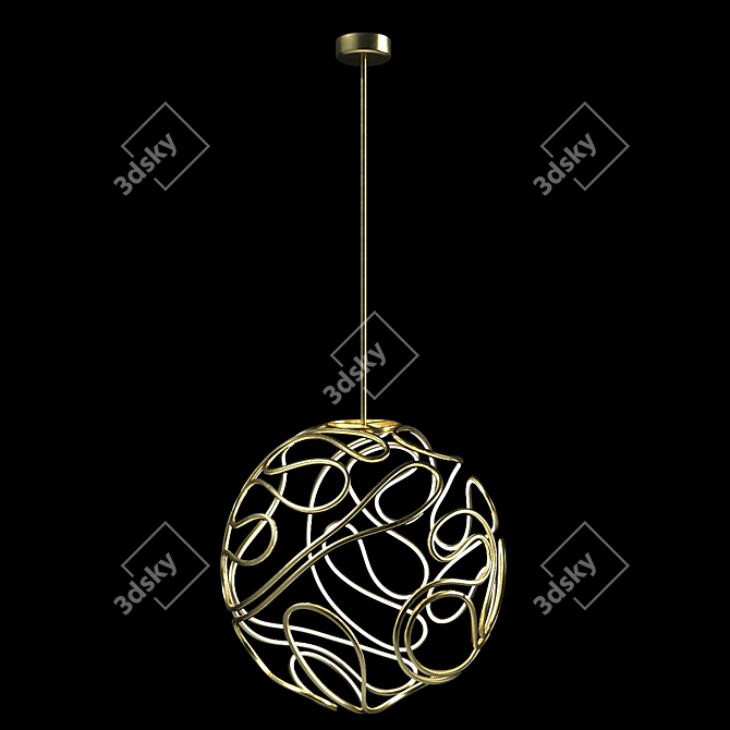 Glowing Metal Orb Chandelier 3D model image 1