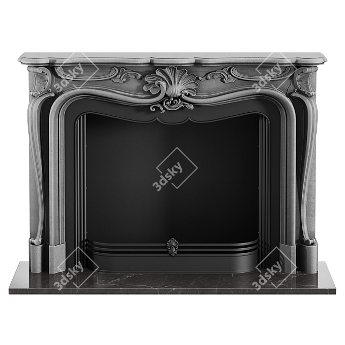 Classic Basalt Fireplace De Orsay 3D model image 1