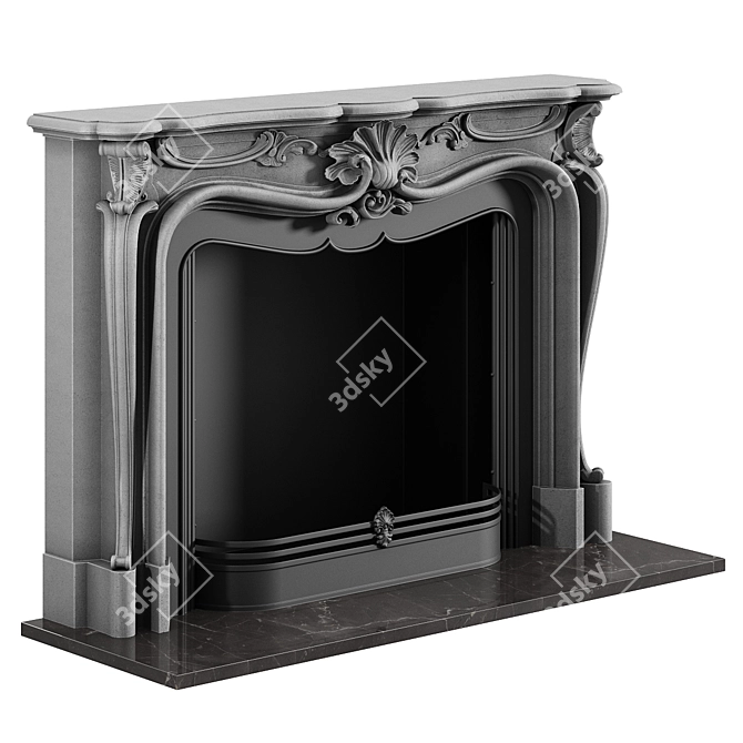 Classic Basalt Fireplace De Orsay 3D model image 2