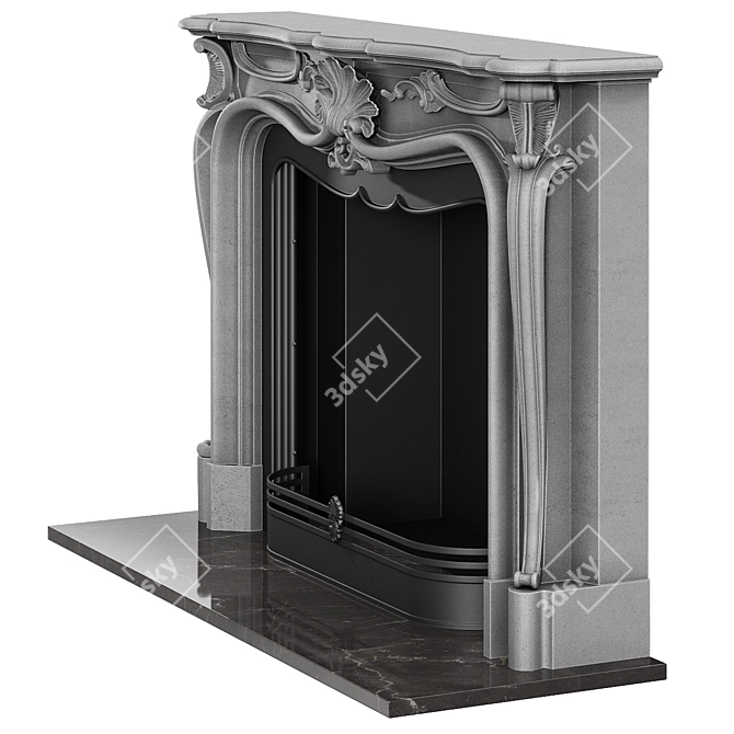 Classic Basalt Fireplace De Orsay 3D model image 4
