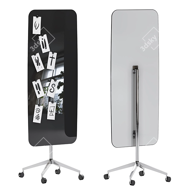 Sleek Mobile Glassboard for Creative Spaces 3D model image 1