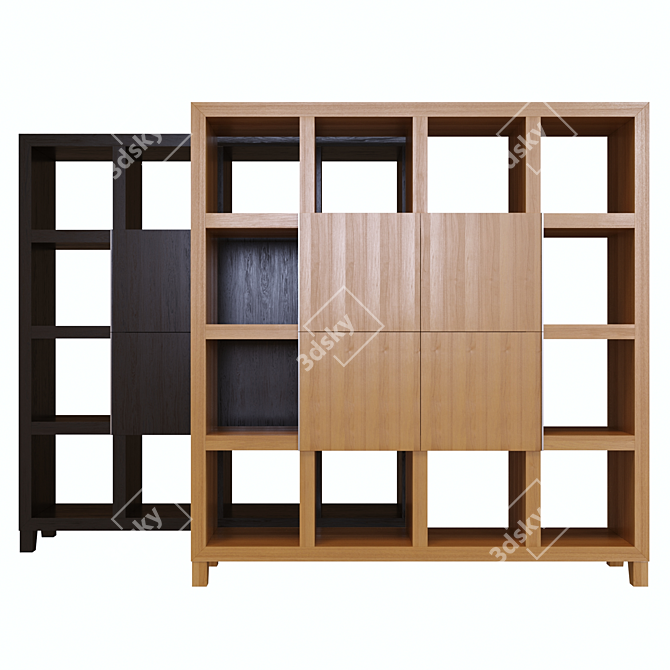 Contemporary Shoji Style Bookcase 3D model image 1