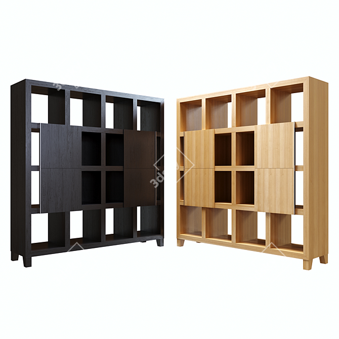 Contemporary Shoji Style Bookcase 3D model image 2