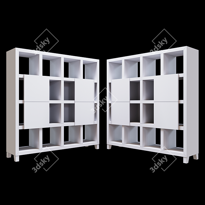 Contemporary Shoji Style Bookcase 3D model image 3