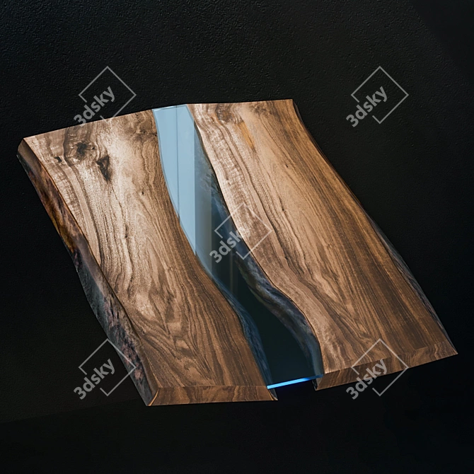 Walnut River Slab | Realistic Scene Element 3D model image 2