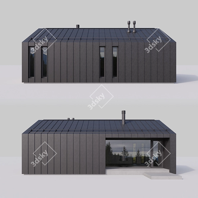 Rustic Barn House - Modern Design 3D model image 2