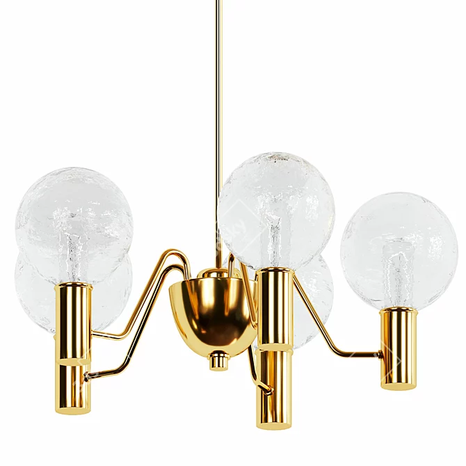 Elegant Brass & Glass Ceiling Lamp 3D model image 1