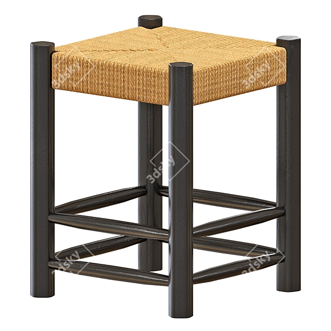 Zara Mango Wood Table & Woven Chairs 3D model image 5