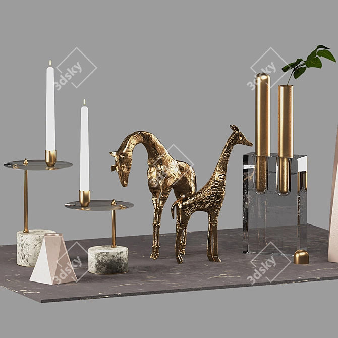 Cute Gold Crafts Decor Set 3D model image 5