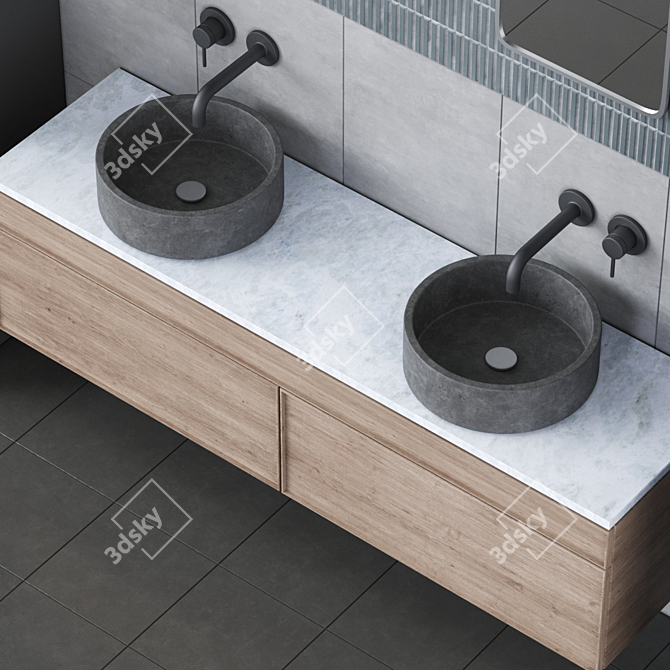 Modern Bathroom Vanity Set 3D model image 2