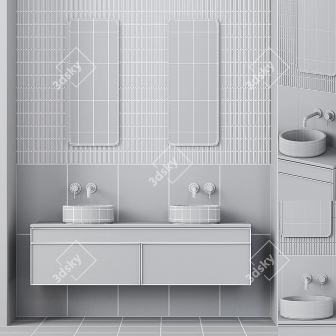 Modern Bathroom Vanity Set 3D model image 3