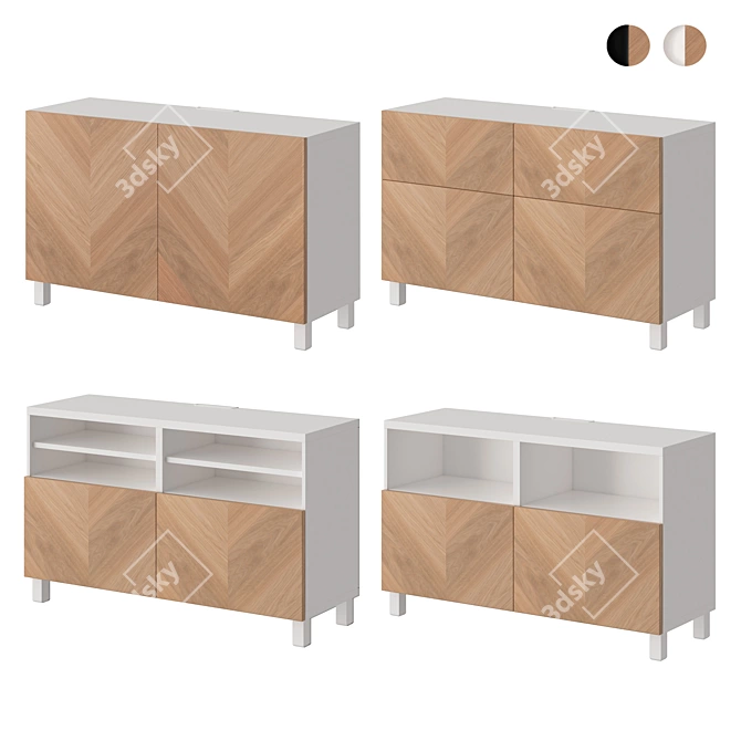 Modern TV Stand with Doors - BESTÅ HEDEVIKEN 3D model image 1