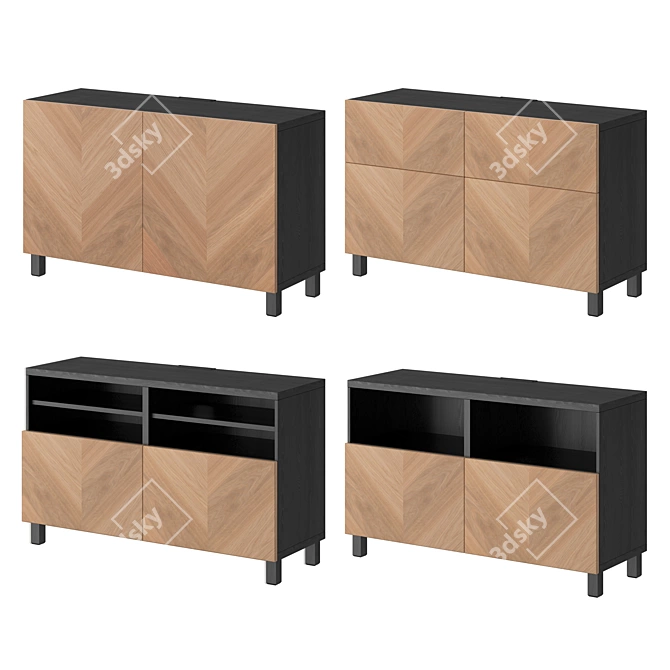 Modern TV Stand with Doors - BESTÅ HEDEVIKEN 3D model image 2