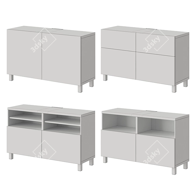 Modern TV Stand with Doors - BESTÅ HEDEVIKEN 3D model image 3