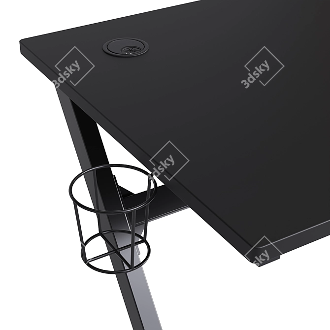 Gaming Desk with Cup Holder & Headphone Hook 3D model image 3