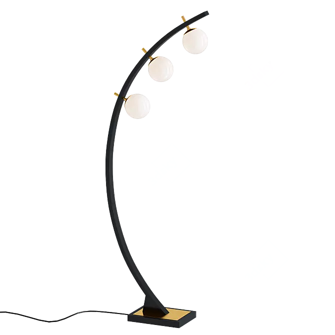 Title: Rialto Warm Gold 3-Light Arc Floor Lamp 3D model image 1
