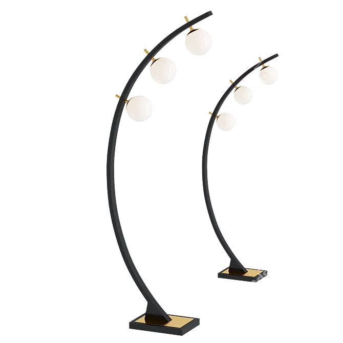 Title: Rialto Warm Gold 3-Light Arc Floor Lamp 3D model image 2