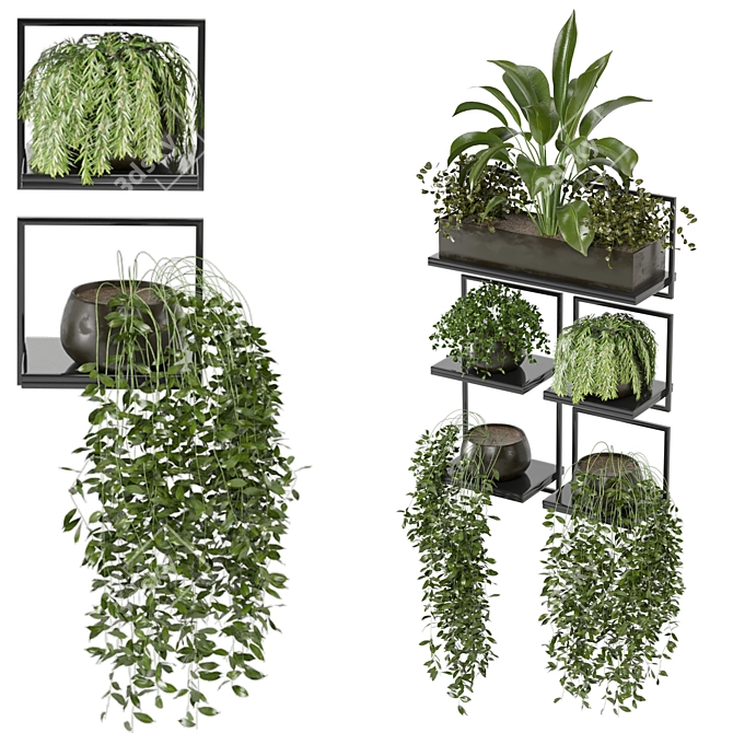 Rustic Concrete Pot Indoor Plants - Set 138 3D model image 2