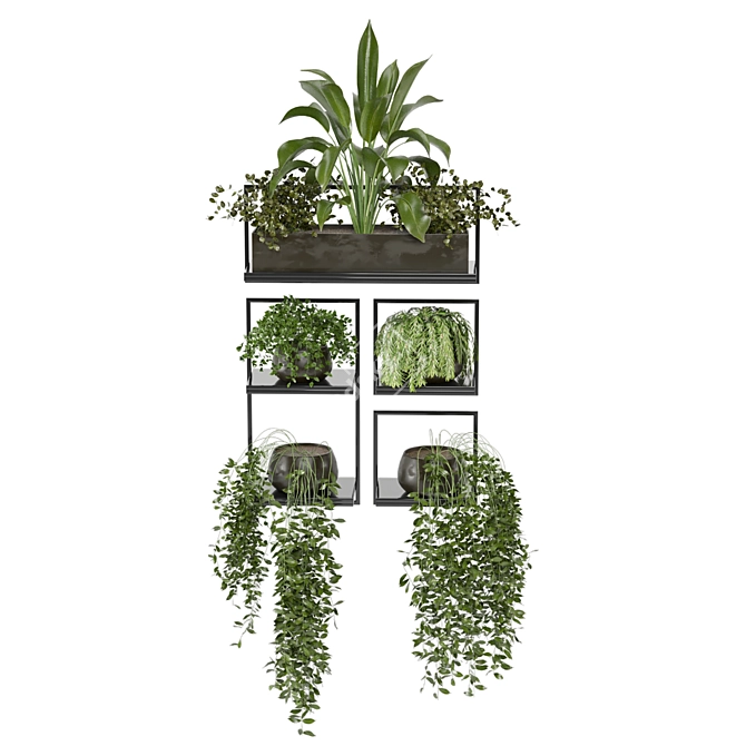 Rustic Concrete Pot Indoor Plants - Set 138 3D model image 3