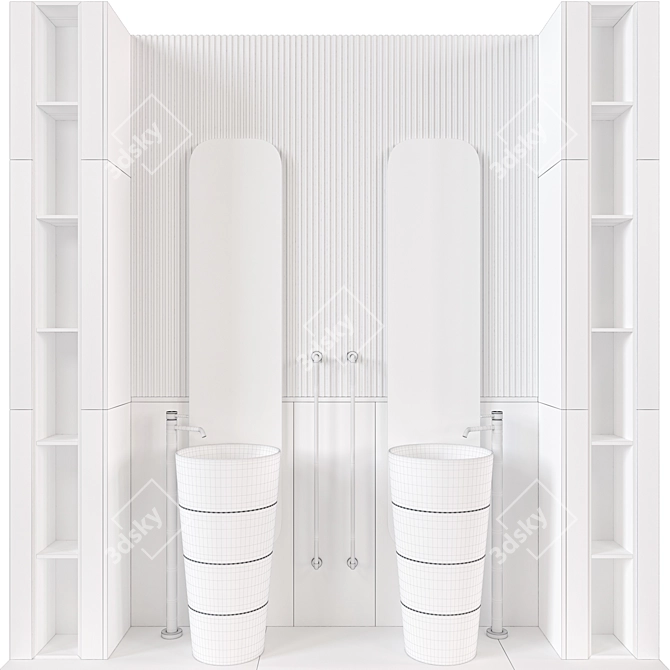 Elegant Bath Set: Sink, Mirror, Furniture 3D model image 4