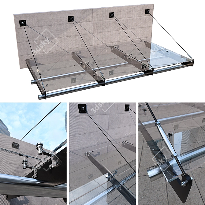 Elegant Glass Canopy: No7 3D model image 2